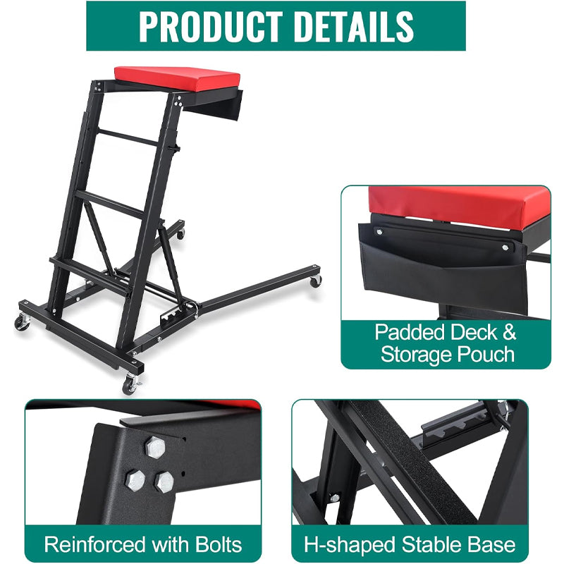 42.5"-64.8" Automotive Top Creeper 400 LBS Capacity 4 Swivel Caster Wheels for Workshop Repair