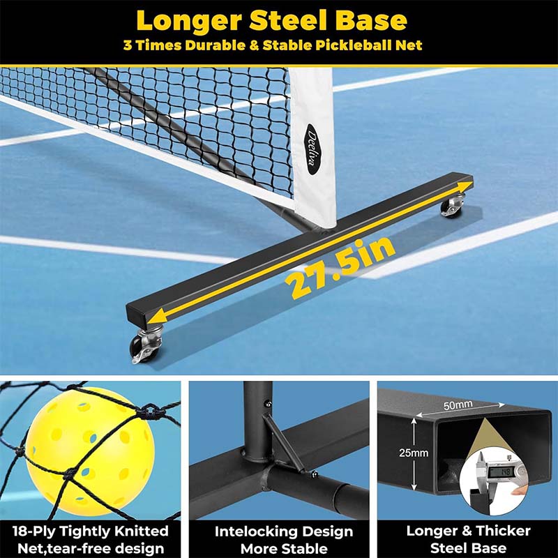 Portable Pickleball Net System, 22FT Regulation Size Net, Weather Resistant Steady Metal Frame & Strong PE Net, Outdoor Game Sports Net with Carrying Bag, Easy Setup