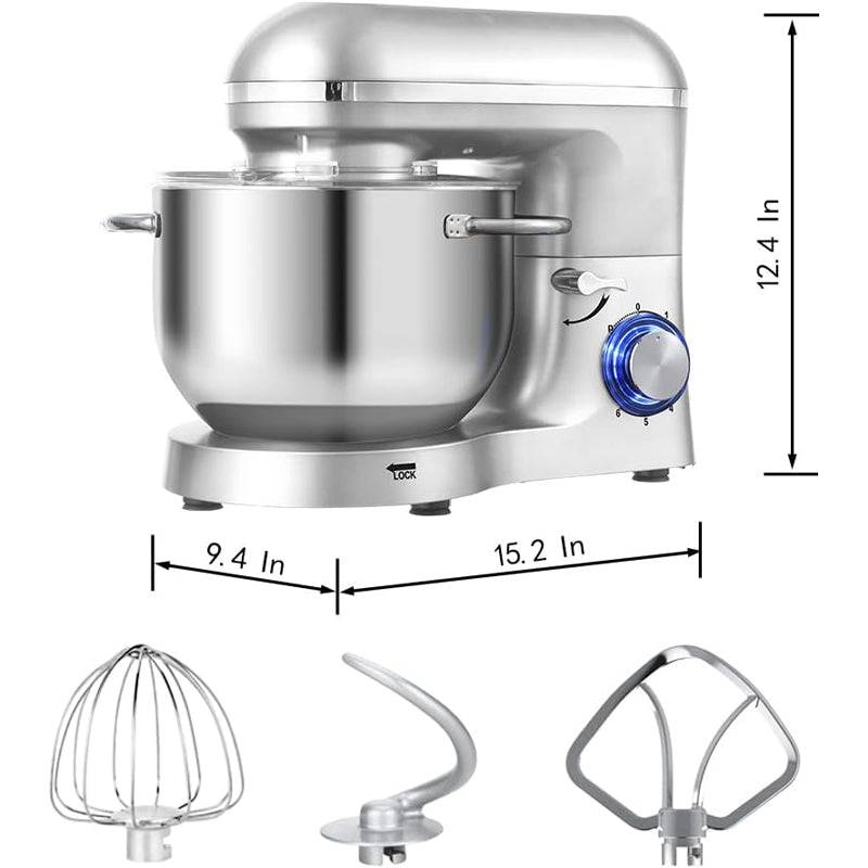 660W Stand Mixer 6.5QT Kitchen Electric Mixer 6-Speed Tilt-Head Dough Mixer with Dough Hook Wire Whip Beater