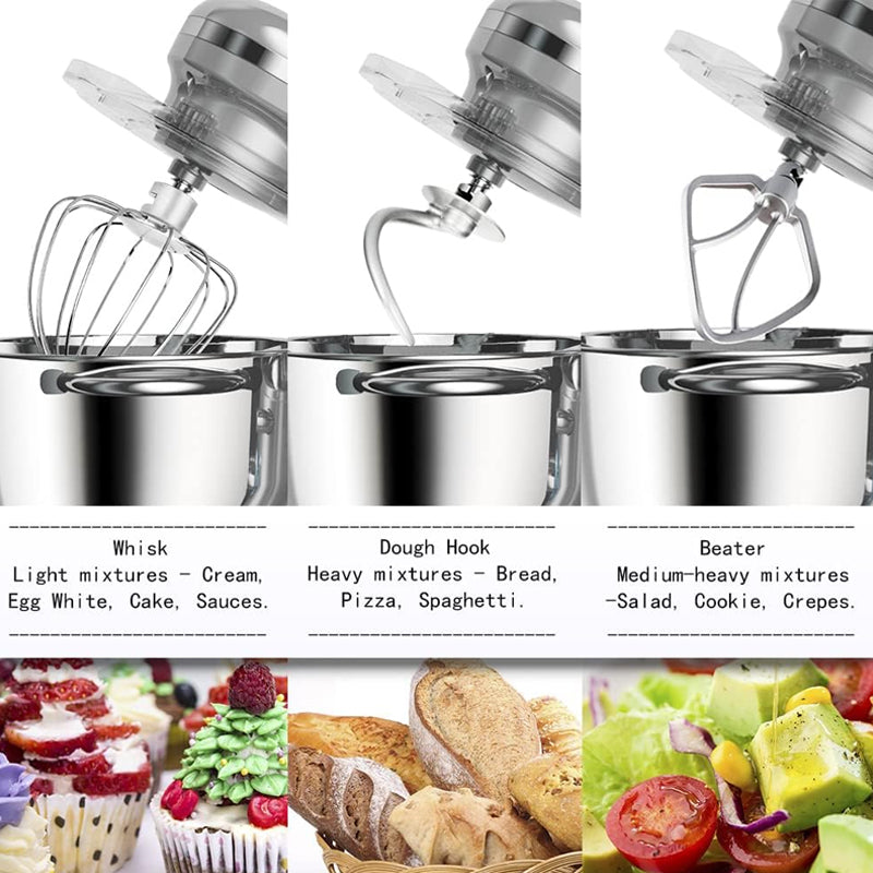 660W Stand Mixer 6.5QT Kitchen Electric Mixer 6-Speed Tilt-Head Dough Mixer with Dough Hook Wire Whip Beater