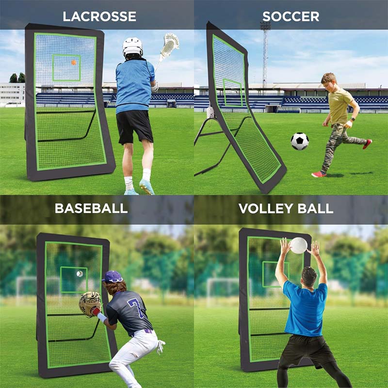 Lacrosse Rebounder for Backyard, 4x7 Ft Volleyball Bounce Back Net, Pitchback Throwback Baseball Softball Return Training Screen, Adjustable Angle Shooting Practice Training Wall with Target