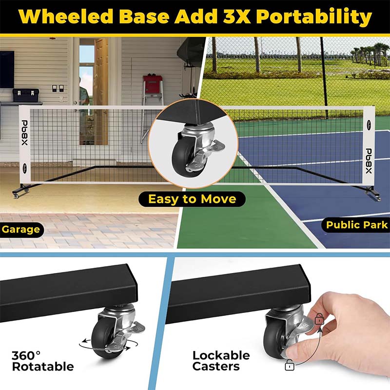 Portable Pickleball Net System, 22FT Regulation Size Net, Weather Resistant Steady Metal Frame & Strong PE Net, Outdoor Game Sports Net with Carrying Bag, Easy Setup