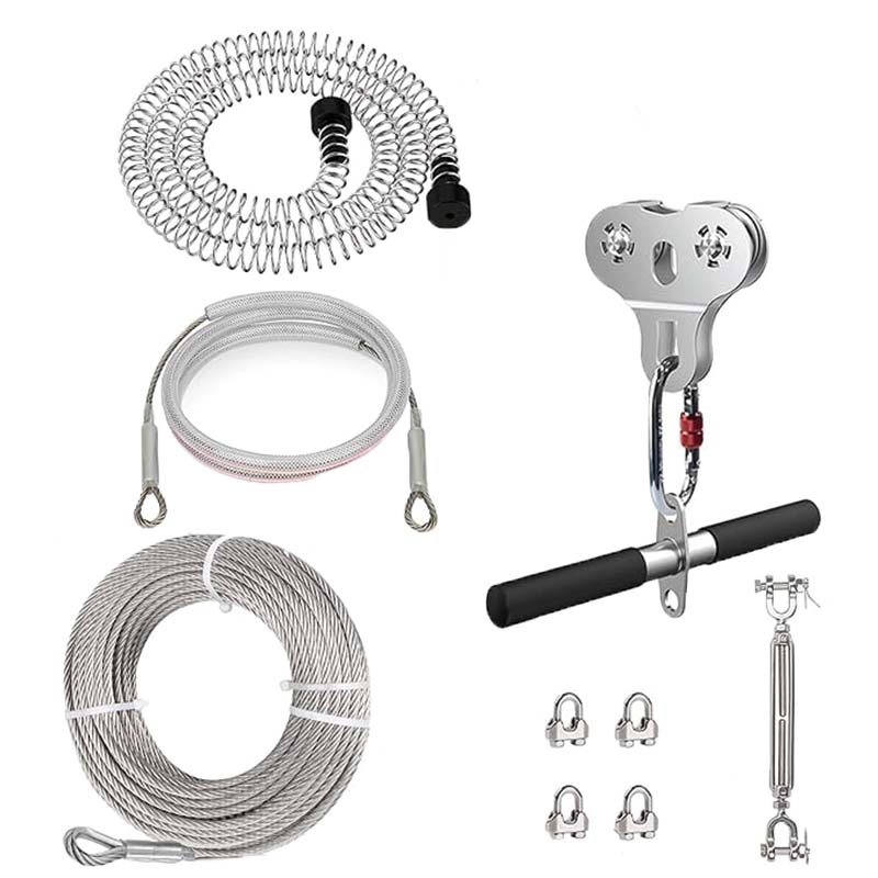 Zip Line for Kids and Adults Up to 500 lbs, Zipline Kit , Zipline Spring, Removable Zipline Pulley