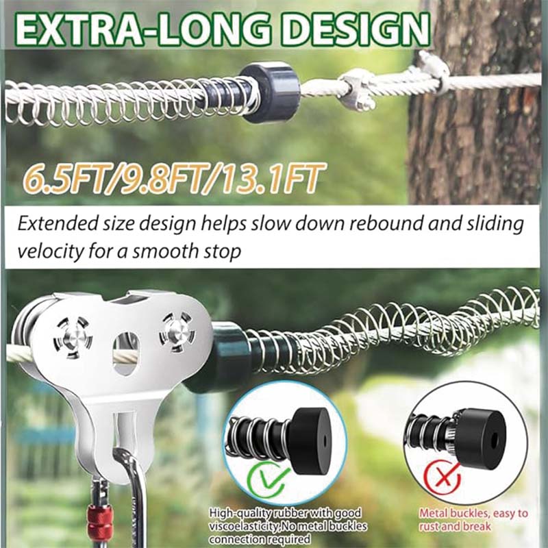 Zip Line for Kids and Adults Up to 500 lbs, Zipline Kit , Zipline Spring, Removable Zipline Pulley