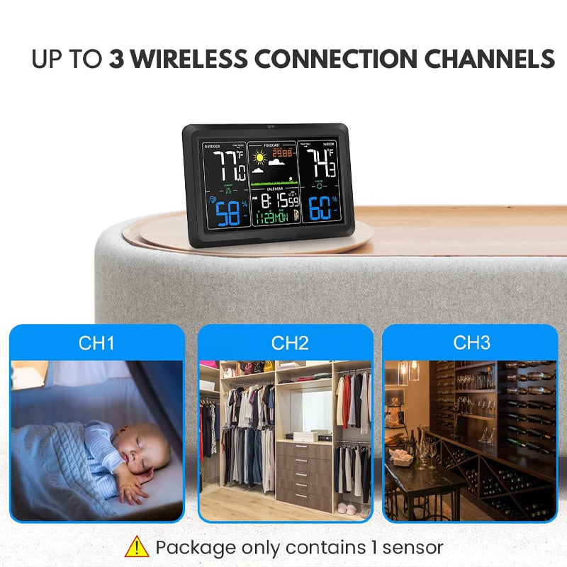 7.5" Weather Station Wireless Home Weather Station Indoor/Outdoor Thermometer