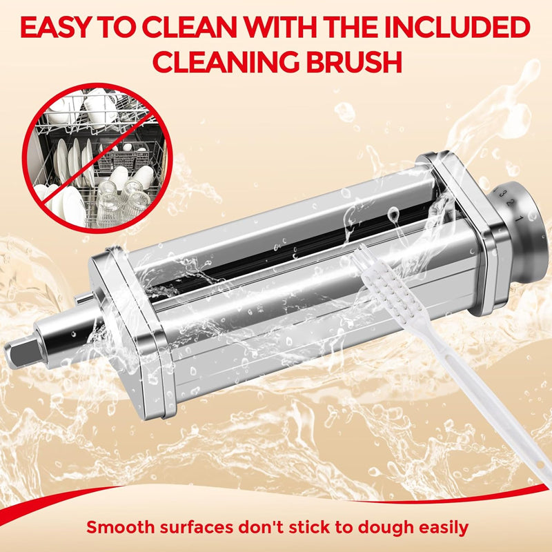 Pasta Attachment for KitchenAid Stand Mixer Stainless Steel Pasta Roller Attachment 8 Gears Adjustable