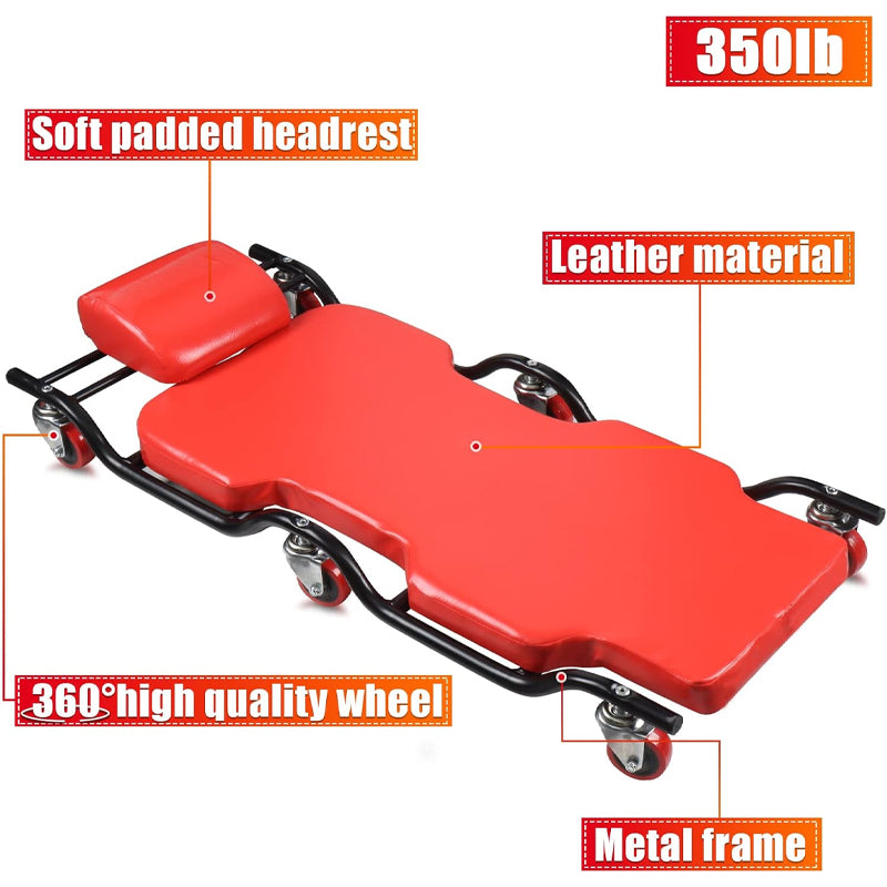 44'' Garage Creeper 350 lbs Capacity Heavy-Duty Mechanic Creeper with 6 Sturdy Casters