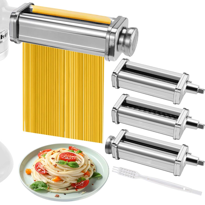 Pasta Attachment for KitchenAid Stand Mixer 3 Pcs Pasta Maker Stainless Steel Pasta Roller Cutter Set