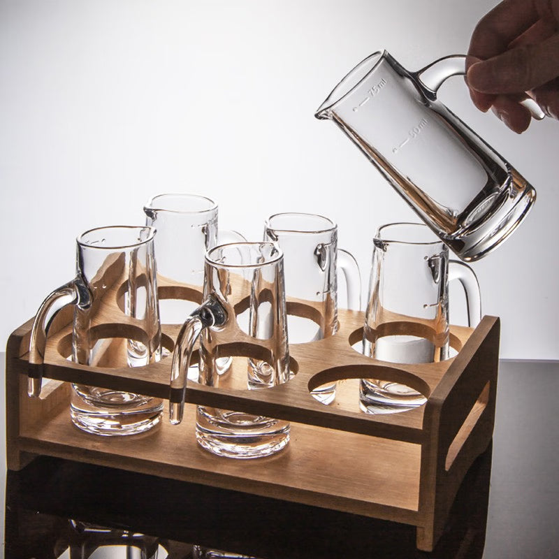 Spirits Shot Glass 2pcs Spirits Glasses + 1pc Dispenser for Vodka Whiskey Tequila Espressos Spirits