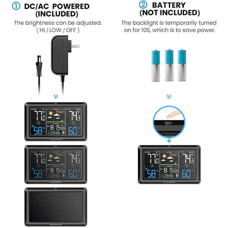 7.5" Weather Station Wireless Home Weather Station Indoor/Outdoor Thermometer