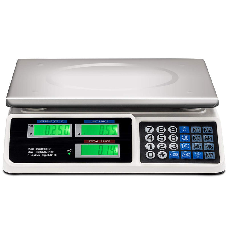 66 LB Electronic Price Computing Scale LCD Digital Commercial Food Fruit Meat Produce Counting Weight