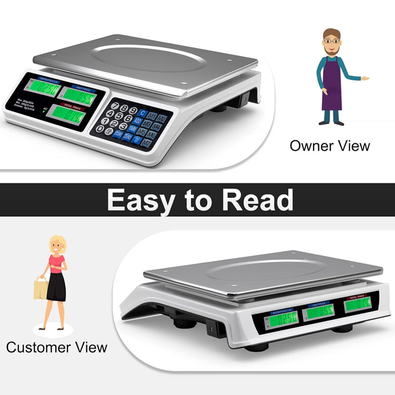 66 LB Electronic Price Computing Scale LCD Digital Commercial Food Fruit Meat Produce Counting Weight
