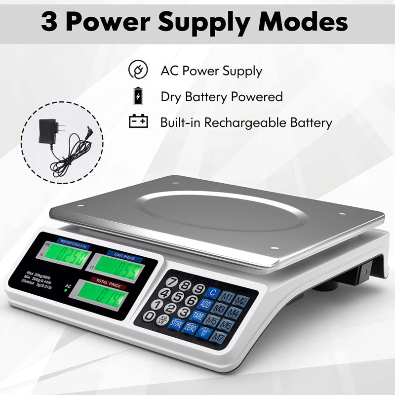 66 LB Electronic Price Computing Scale LCD Digital Commercial Food Fruit Meat Produce Counting Weight