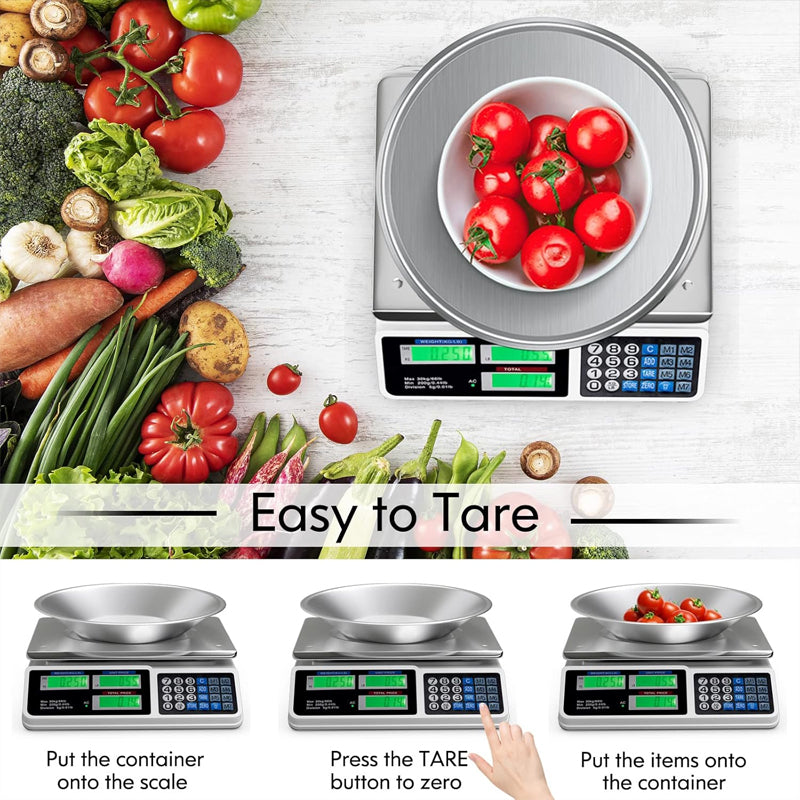 66 LB Electronic Price Computing Scale LCD Digital Commercial Food Fruit Meat Produce Counting Weight