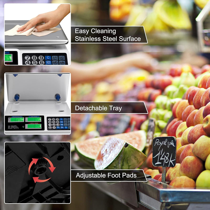 66 LB Electronic Price Computing Scale LCD Digital Commercial Food Fruit Meat Produce Counting Weight