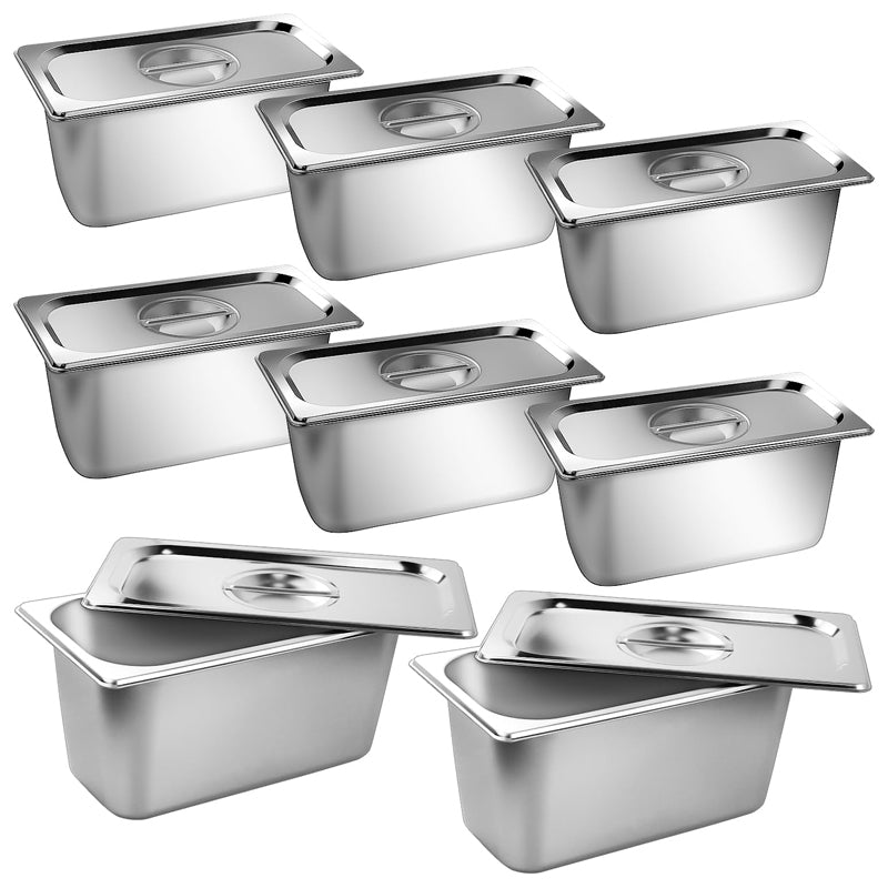 1/3 Size 6 Inch Deep Stainless Steam Hotel Pan with Lid 0.8 mm Thick for Commercial Party Restaurant Hotel