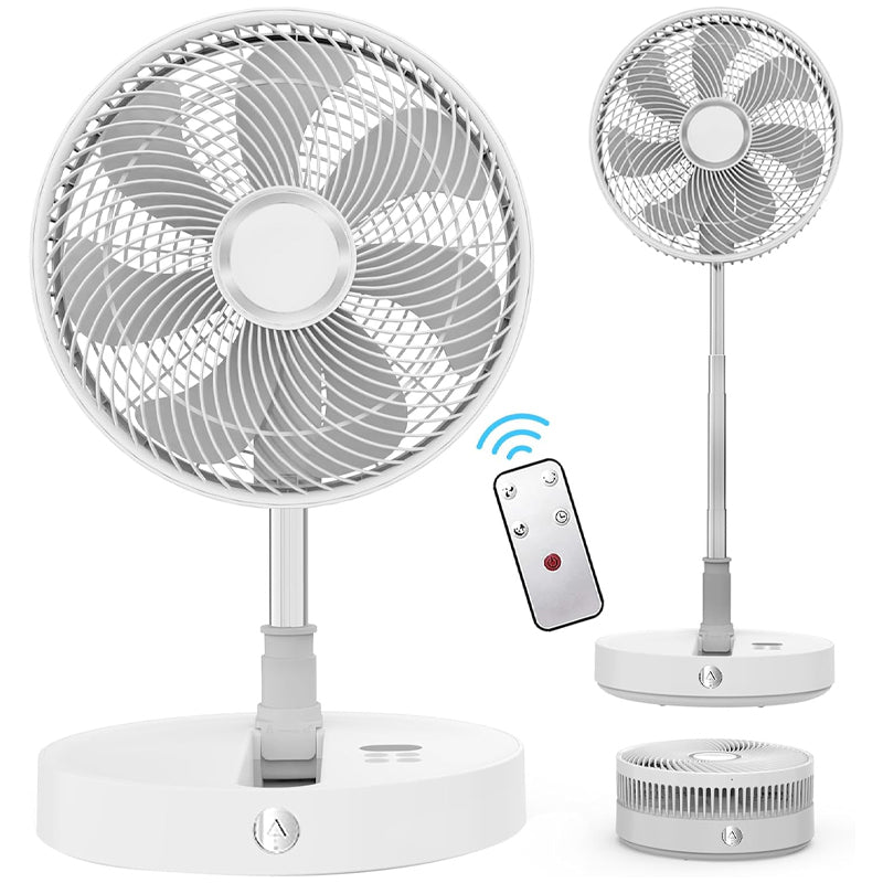 12" Foldable Oscillating Standing Fan 7200mAh Rechargeable Fan Cordless Quiet Folded Rotating Floor Fan