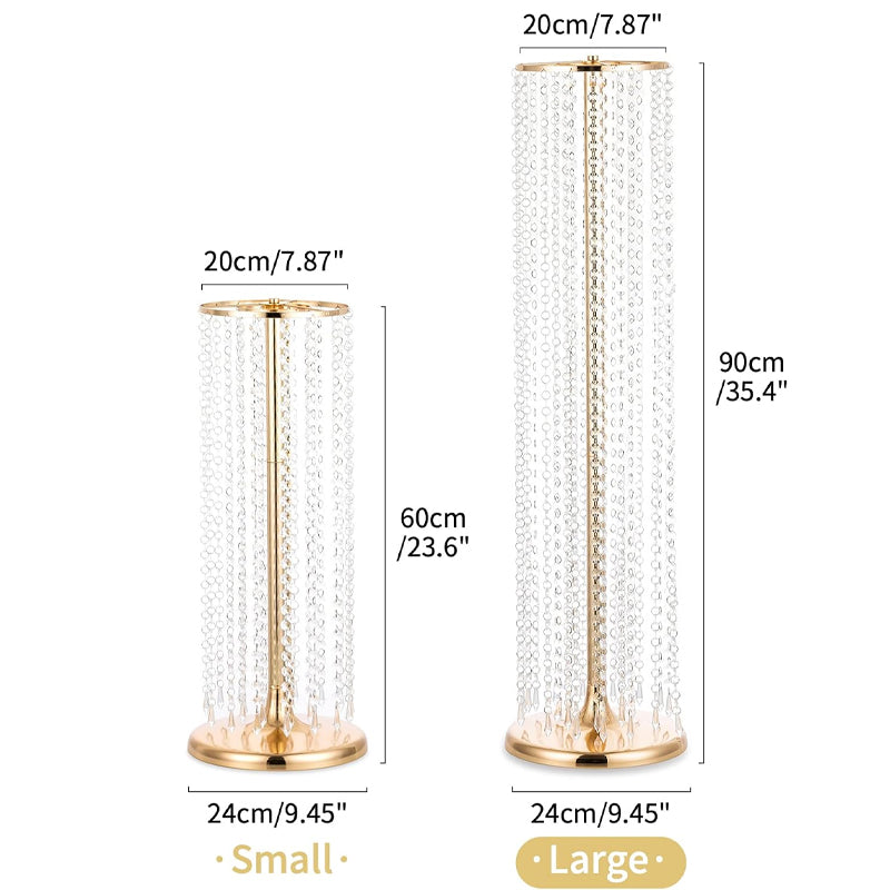 35.4inch Tall Gold Crystal Wedding Flowers Stand 2PCS Centerpieces Flower Vases for T-stage