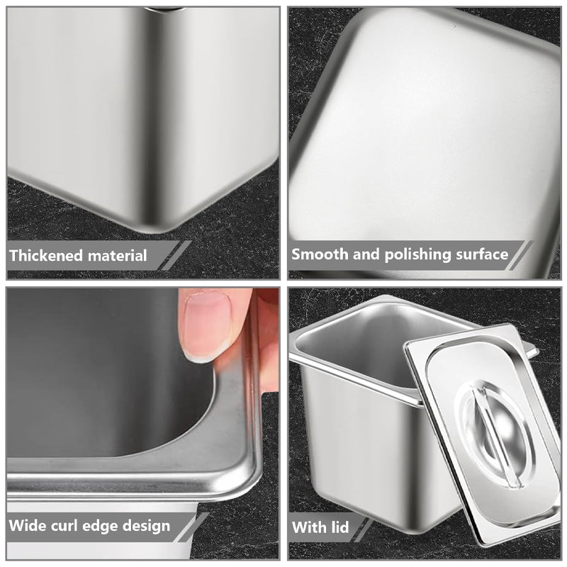 1/6 Size 6 Inch Deep Hotel Pans Stainless Steel Commercial Table Pans Catering Storage Pan