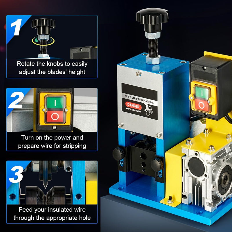 Automatic Wire Stripping Machine 0.06"-1" Electrical Tool for Scrap Copper Recycling Stripping