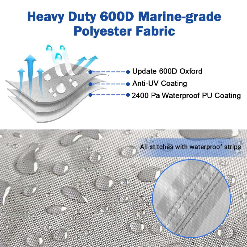 20'-22' Boat Cover 600D Trailerable Waterproof Boat Cover Protection Cover for All-Weather