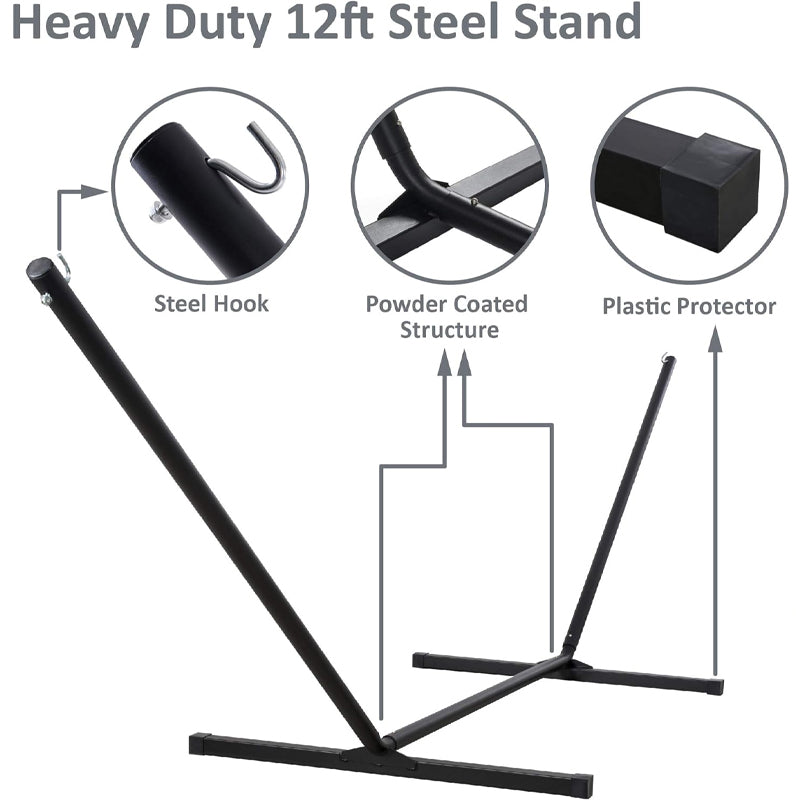 Large Double Hammock 475 lbs Capacity Outdoor Portable Hammock 55 Inch Freestanding Hammock