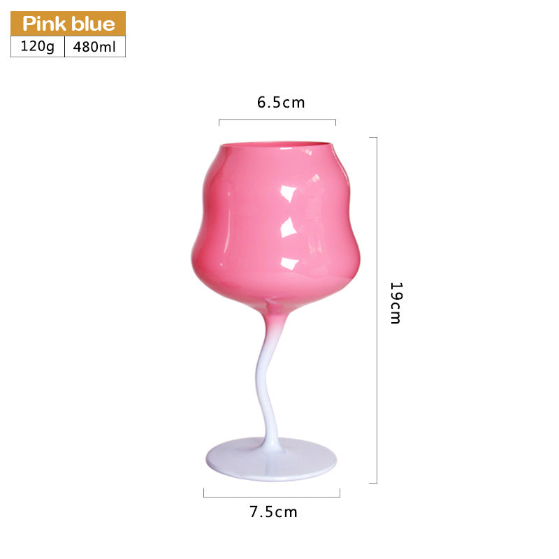 480ml Macaron Retro Twist Cup Colored Glass Wine Stemware Lead-Free Glass Goblet