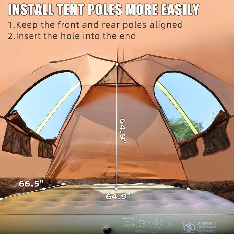 6.4'-6.7' Truck Bed Tent Waterproof Pickup Truck Tent with Carry Bag Easy Set-up