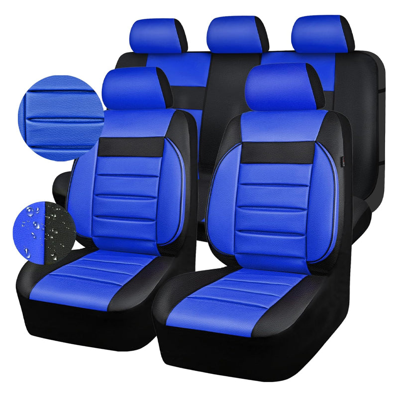 Leather Seat Covers Water Resistant 3D Foam Back Support Universal Car Seat Covers Full Set Seats