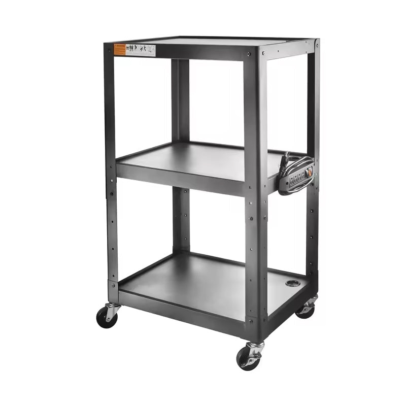 24-41" Height Adjustable Steel Cart Multi-Functional Cart With Power Outlets Movable Computer Work Station
