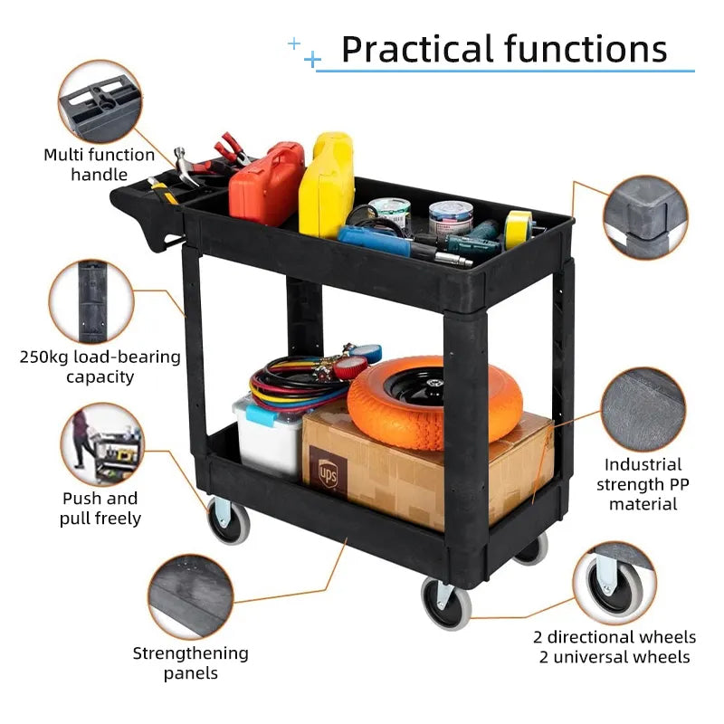 Plastic Storage Transport Tools Utility Service Cart 4 Wheeled Rolling Service Cart Bathroom Storage Cart Rack