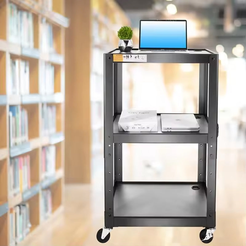 24-41" Height Adjustable Steel Cart Multi-Functional Cart With Power Outlets Movable Computer Work Station