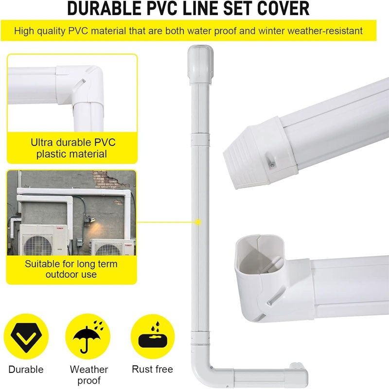 3inch W17Ft L PVC Decorative Line Set Cover Kit Mini Split line Set Cover Easy to Install, Paintable for Heat Pumps, White About this item