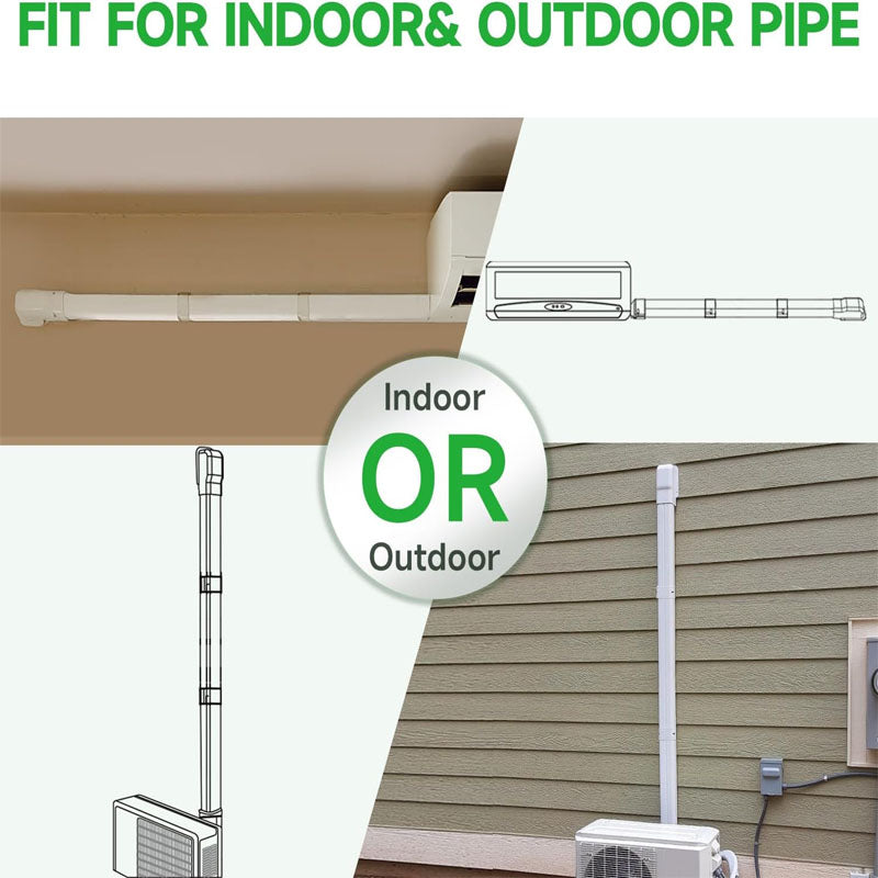 4” 11 Ft Mini Split Line Accessories Set Cover PVC & PP Line Cover Set Universal for Ductless Mini Air Conditioners and Heat Pumps with Flexible Duct