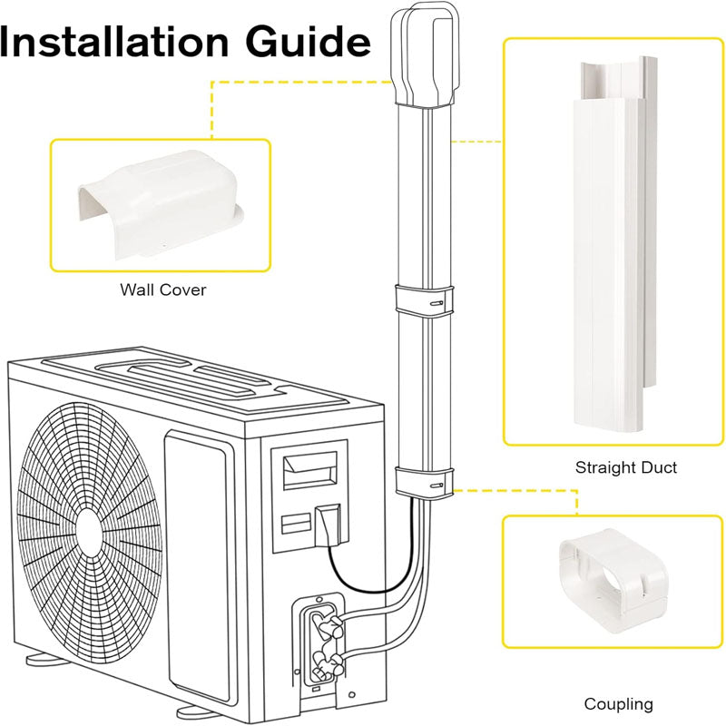 Mini Split Line Accessories Set Cover PVC Decorative Pipe Line Cover For Air Conditioner for Outside Heat Pumps Tubing Cover