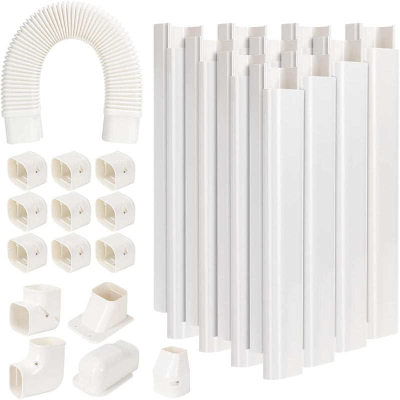 Mini Split Line Accessories Set Cover 3-inch W 16.1 Ft L PVC Decorative Pipe Line Cover For Air Conditioner for Outside Heat Pumps Tubing Cover