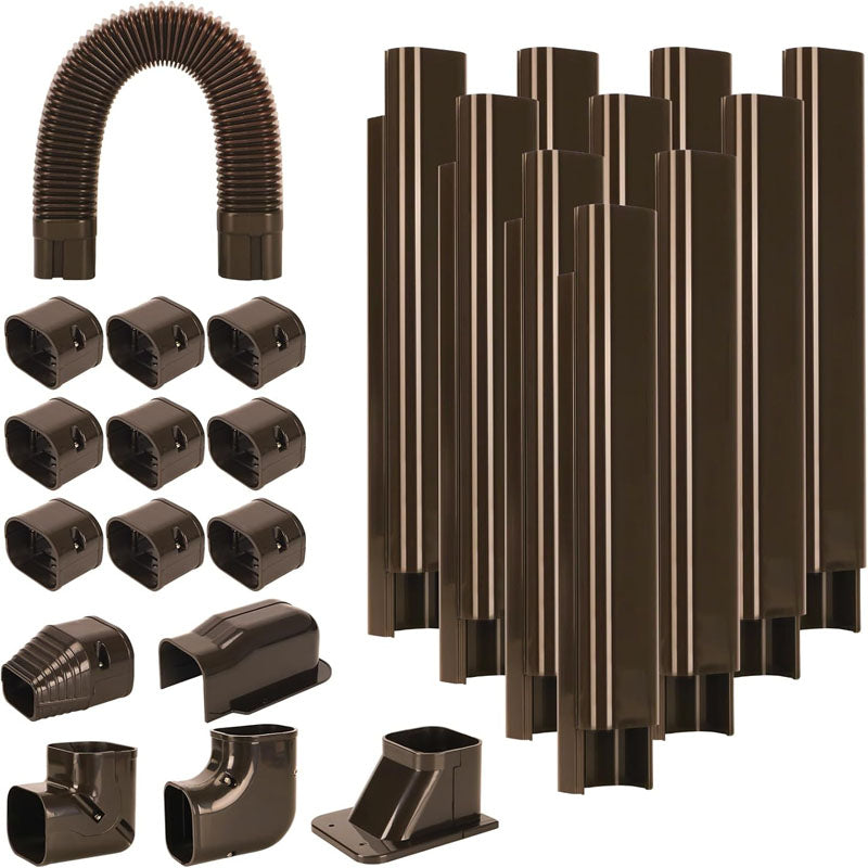 Mini Split Line Accessories Set Cover 3-inch W 16.1 Ft L PVC Decorative Pipe Line Cover For Air Conditioner for Outside Heat Pumps Tubing Cover