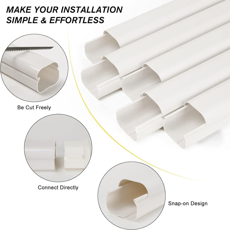 Accessories Mini Split Line Set Cover 3-inch W 10Ft L with Straight Ducts & Full Components Easy to Install, Paintable for Heat Pumps, White