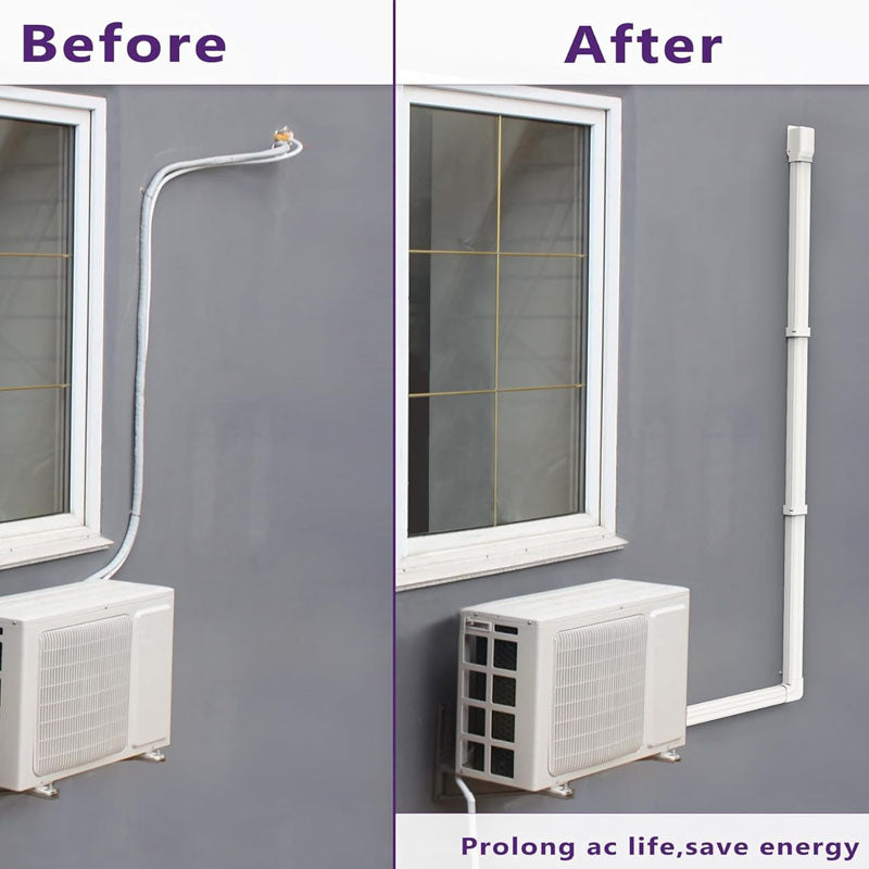 3in 25ft Mini Split PVC Accessories Line Set Cover Kit PVC Decorative Pipe Line Cover for Heat Pumps White