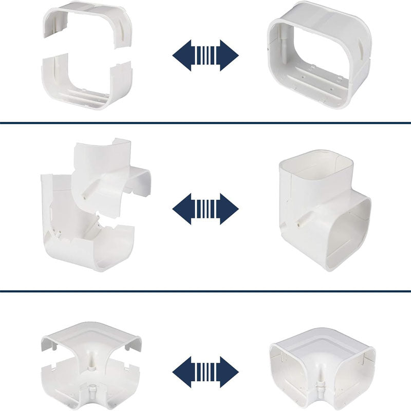 3" W 15Ft L Mini Split Line Accessories Set Cover Kit PVC Decorative Pipe Line Cover Easy to Install Paintable for Heat Pumps White