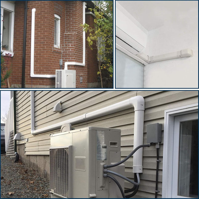 3" W 15Ft L Mini Split Line Accessories Set Cover Kit PVC Decorative Pipe Line Cover Easy to Install Paintable for Heat Pumps White