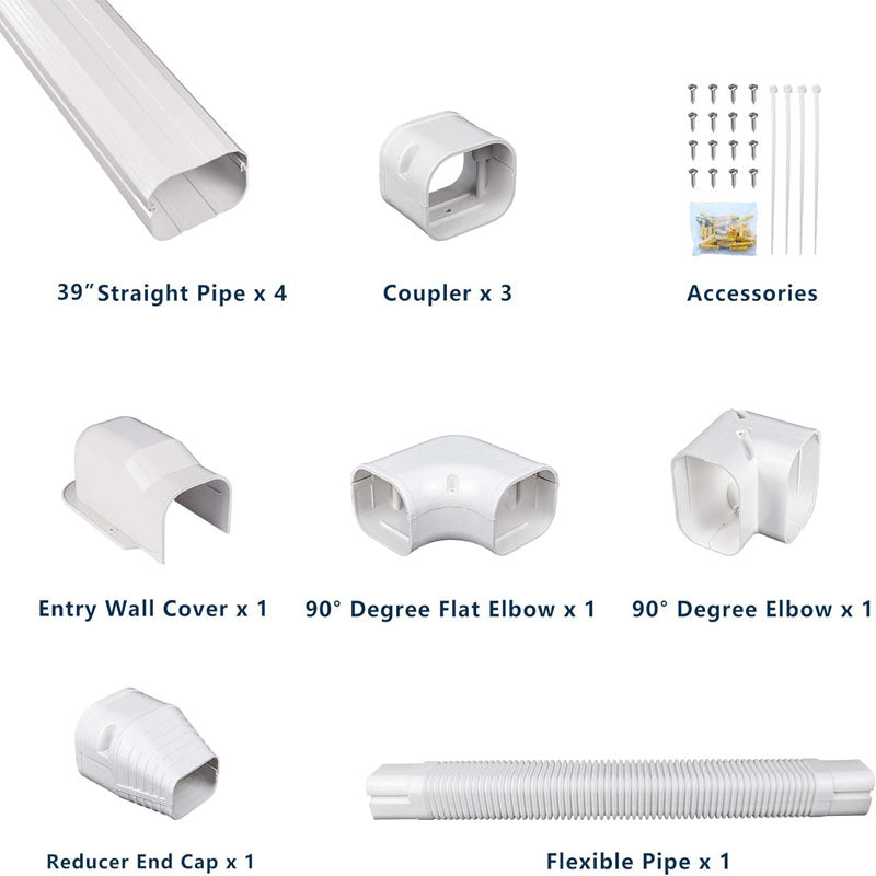 3" W 15Ft L Mini Split Line Accessories Set Cover Kit PVC Decorative Pipe Line Cover Easy to Install Paintable for Heat Pumps White