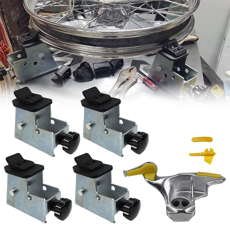 thumbnail image 2 of ATV & Motorcycle Tire Changer Clamp Kit With 4 Clamps & Bird Head Tool - No Scratch Rim Protection 2 of 3