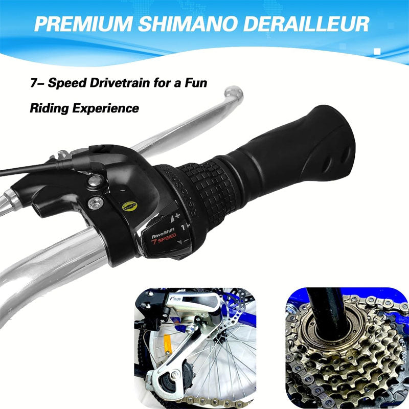 7 Speed Adult Tricycle 20 Inch 3 Wheel Bikes Folding Tricycle for Adults,for Women/Men/Seniors with front rear basket