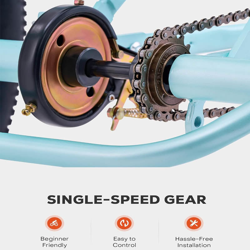 24 inch Adult Tricycle with Lock & Large Saddle Bell, Brake System and Basket for Shopping1-Speed 3 Wheel Bikes