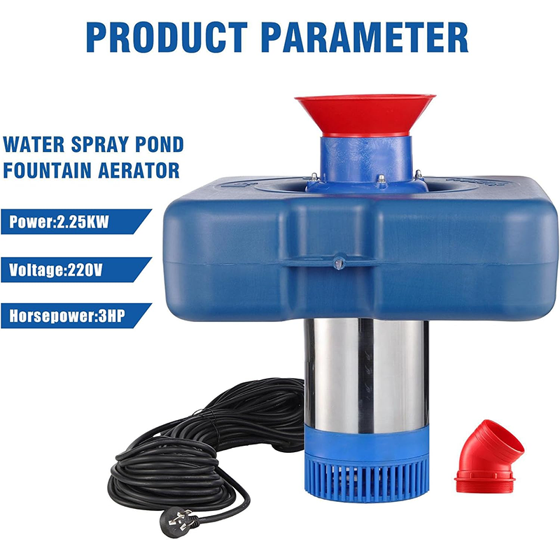 Pond and Lake Aeration System, Stainless Steel Fountain Aerator, 3HP/2.25kW 220V 100ft Power Cord, Pond Cascade Pump for Large Ponds