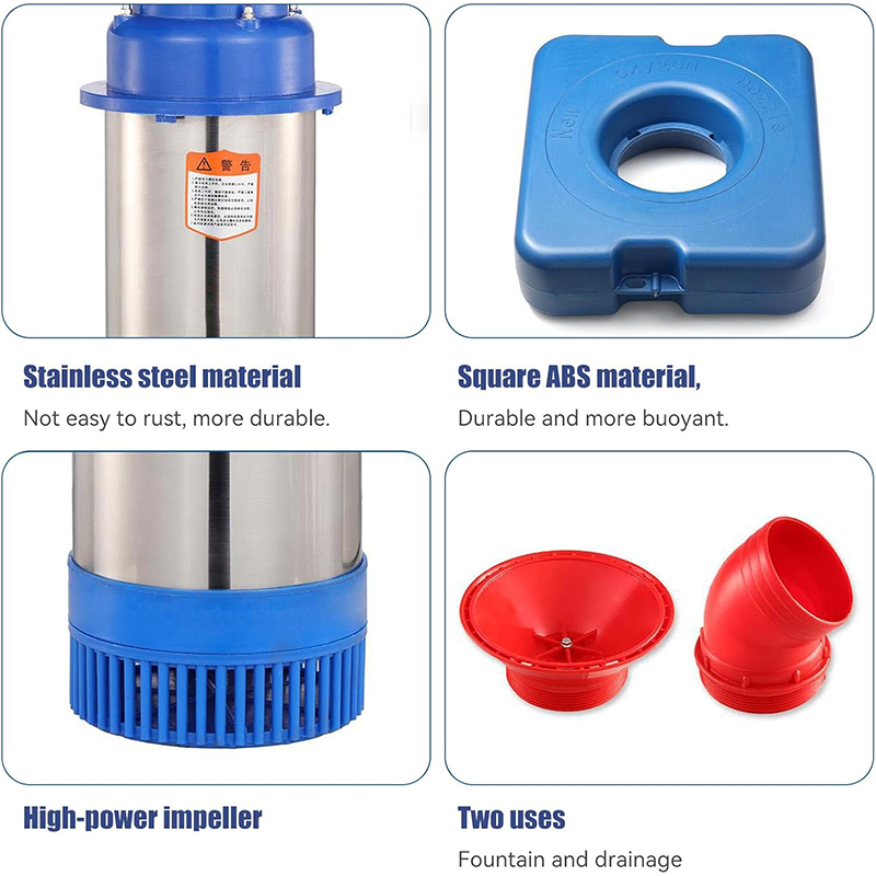 Pond and Lake Aeration System, Stainless Steel Fountain Aerator, 3HP/2.25kW 220V 100ft Power Cord, Pond Cascade Pump for Large Ponds