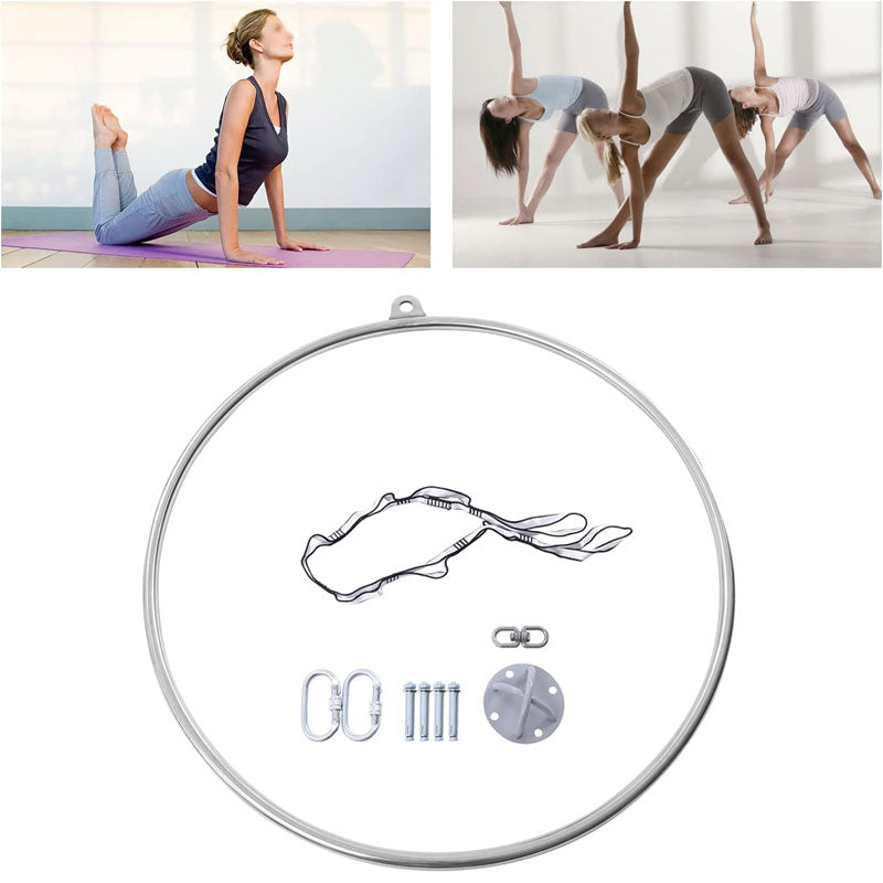 Aerial Hula Hoop Kit 35 Inch/90cm, Aerial Yoga Hula Hoop Equipment Full Set For Fitness Dance Training Performance