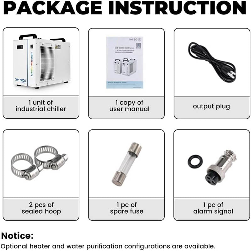 Air-Cooled Industrial Chiller 0.9HP 3.43GPM Water Cooling System CW-5200DH Water Chiller to Chill Two Engraving Machines Cools 5596 Btu/h