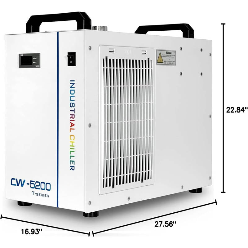 Air-Cooled Industrial Chiller 0.9HP 3.43GPM Water Cooling System CW-5200DH Water Chiller to Chill Two Engraving Machines Cools 5596 Btu/h